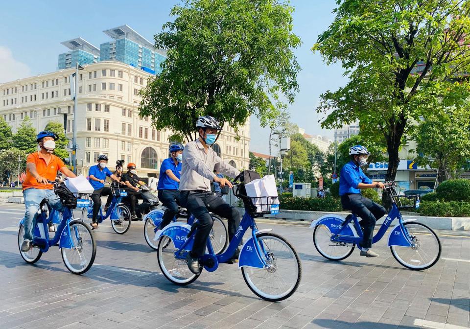 Hà Nội đề xuất thí điểm dịch vụ xe đạp đô thị trên địa bàn 6 quận nội thành. Ảnh: Hà Mai