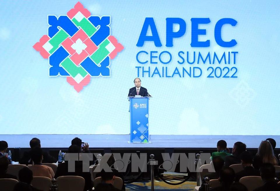 Chủ tịch nước Nguyễn Xu&acirc;n Ph&uacute;c ph&aacute;t biểu tại Phi&ecirc;n họp thứ 4 CEO Summit về Thương mại v&agrave; Đầu tư. Ảnh: TTXVN