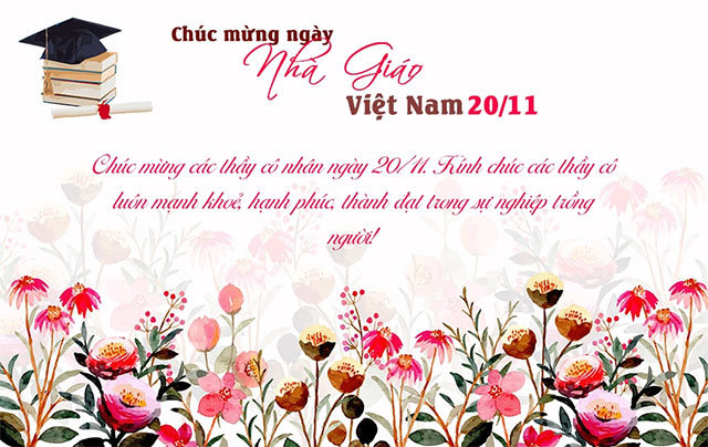 Thiệp hoa đẹp ch&uacute;c mừng ng&agrave;y Nh&agrave; gi&aacute;o Việt Nam.