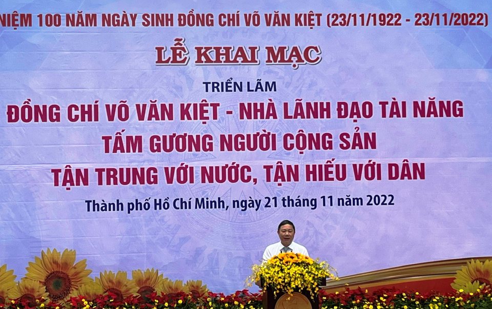 Ph&oacute; Chủ tịch UBND TP Hồ Ch&iacute; Minh Dương Anh Đức ph&aacute;t biểu tại lễ khai mạc. &nbsp;