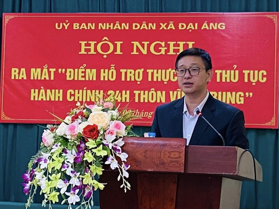Ph&oacute; Chủ tịch UBND huyện Thanh Tr&igrave; Nguyễn Văn Hưng ph&aacute;t biểu tại buổi lễ