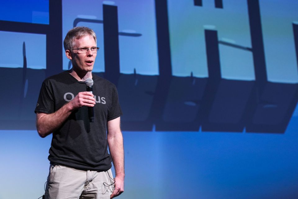 John Carmack onstage. GABRIELLE LURIE/AFP via Getty Images