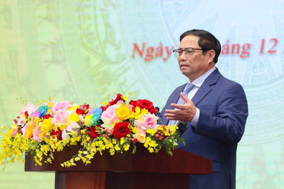 Thủ tướng Phạm Minh Ch&iacute;nh: Bảo đảm tuyệt đối an to&agrave;n an ninh t&agrave;i ch&iacute;nh quốc gia, th&uacute;c đẩy sản xuất, kinh doanh để tăng thu bền vững - Ảnh: VGP/Nhật Bắc