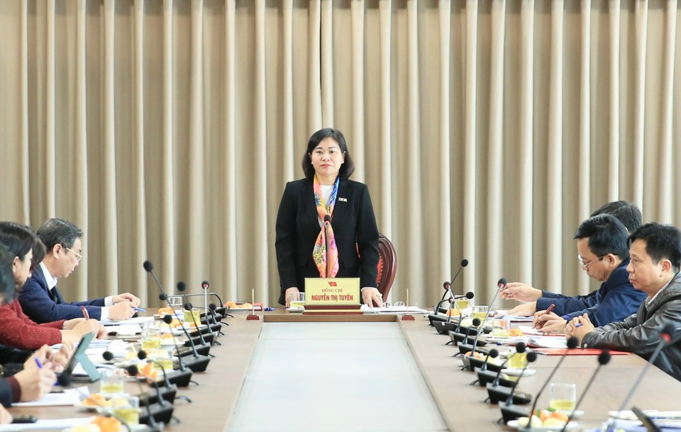 Phó Bí thư Thường trực Thành ủy Nguyễn Thị Tuyến phát biểu chỉ đạo tại hội nghị. Ảnh: Phạm Hùng