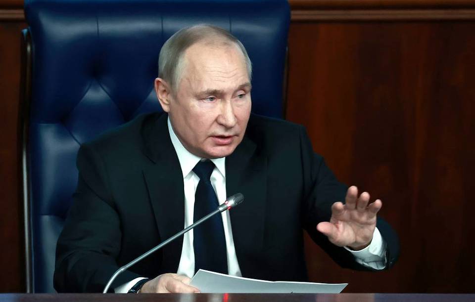 Tổng thống Putin ph&aacute;t biểu tại cuộc họp với c&aacute;c quan chức quốc ph&ograve;ng cấp cao Nga ng&agrave;y 21/12. Ảnh: Tass