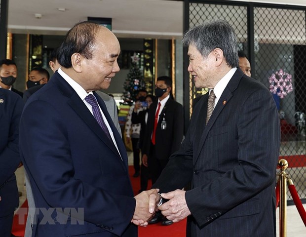 Chủ tịch nước Nguyễn Xu&acirc;n Ph&uacute;c với Tổng Thư k&yacute; ASEAN Lim Jock Hoi.