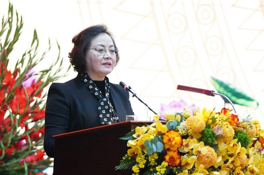 Bộ trưởng Bộ Nội vụ Phạm Thị Thanh Tr&agrave; ph&aacute;t biểu
