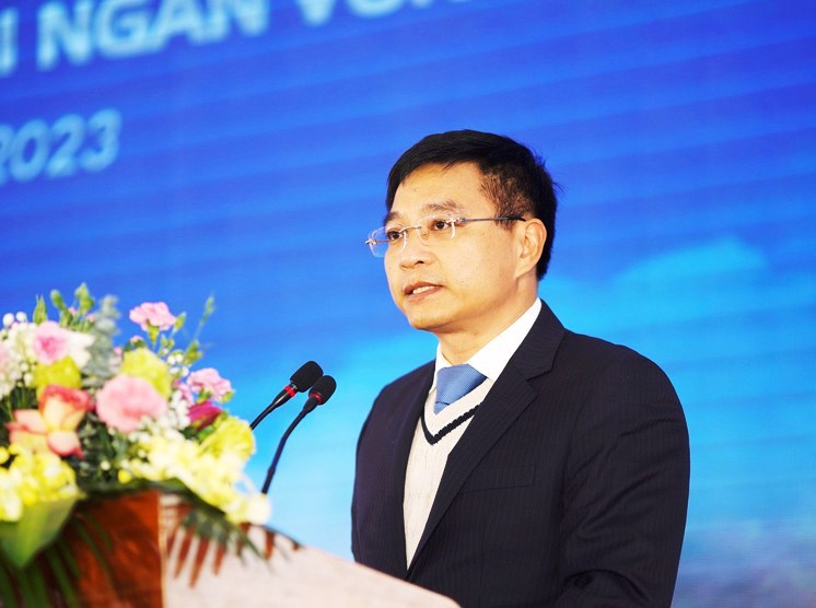 Bộ trưởng Bộ GTVT Nguyễn Văn Thắng ph&aacute;t biểu tại buổi lễ.