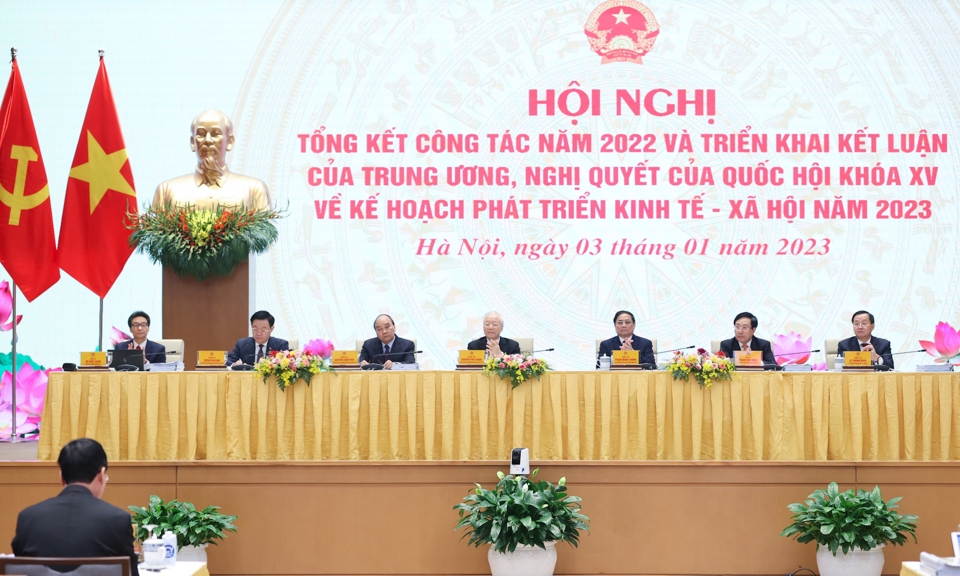 Quang cảnh Hội nghị s&aacute;ng 3/1. Ảnh: VGP