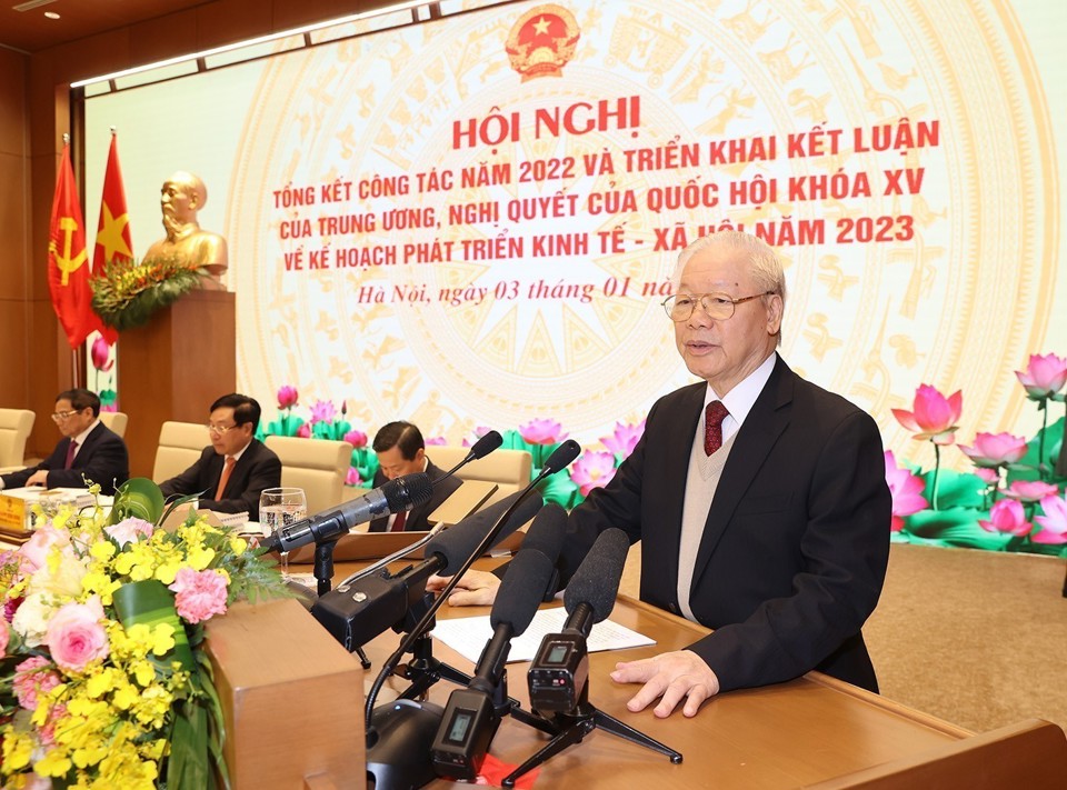 Tổng Bí thư Nguyễn Phú Trọng phát biểu chỉ đạo hội nghị. Ảnh: Trí Dũng