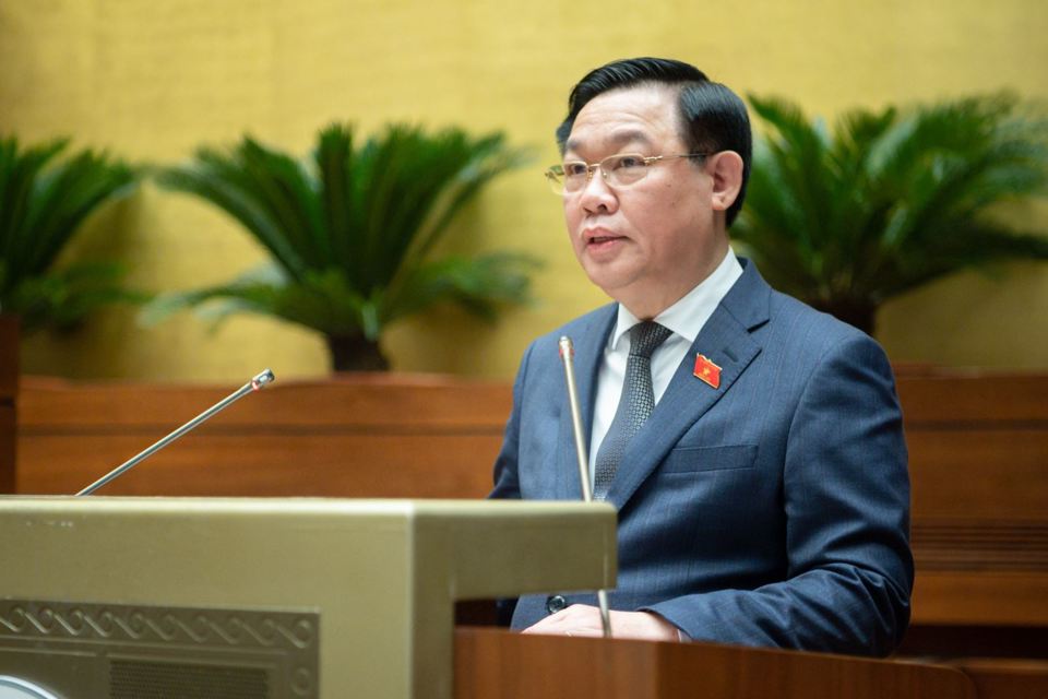 Chủ tịch Quốc hội Vương Đình Huệ phát biểu khai mạc kỳ họp. Ảnh: Duy Linh