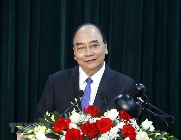 Chủ tịch nước Nguyễn Xu&acirc;n Ph&uacute;c ph&aacute;t biểu. (Ảnh: Thống Nhất/TTXVN) &nbsp;