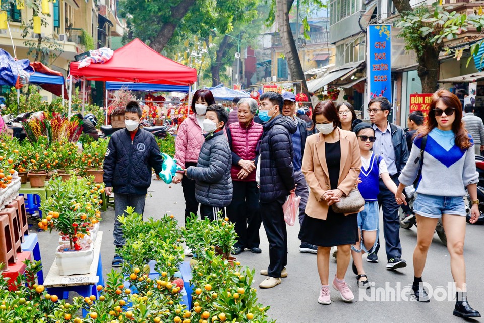 Chợ hoa lu&ocirc;n thu h&uacute;t đ&ocirc;ng đảo người d&acirc;n Thủ đ&ocirc; v&agrave; du kh&aacute;ch nước ngo&agrave;i du xu&acirc;n, mua sắm v&agrave; thưởng thức kh&ocirc;ng kh&iacute; Tết nhộn nhịp nhưng rất đỗi thanh b&igrave;nh của đất H&agrave; th&agrave;nh.