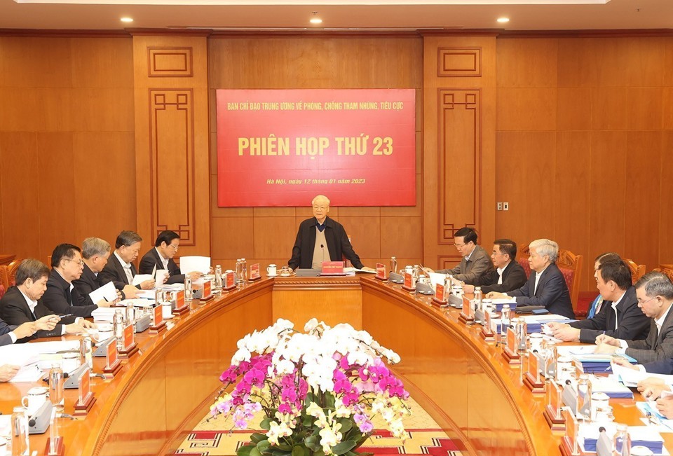Tổng Bí thư Nguyễn Phú Trọng phát biểu tại phiên họp. Ảnh: Trí Dũng