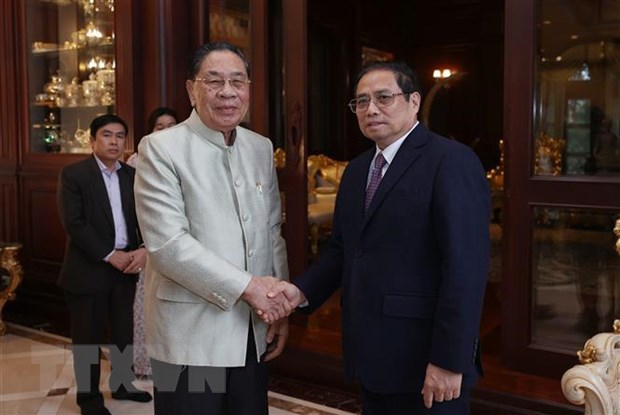 Thủ tướng Phạm Minh Ch&iacute;nh thăm nguy&ecirc;n Tổng B&iacute; thư, Chủ tịch nước L&agrave;o Choummaly Sayasone.