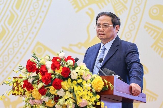 Thủ tướng Ch&iacute;nh phủ Phạm Minh Ch&iacute;nh ph&aacute;t biểu tại Hội nghị. Ảnh: VGP