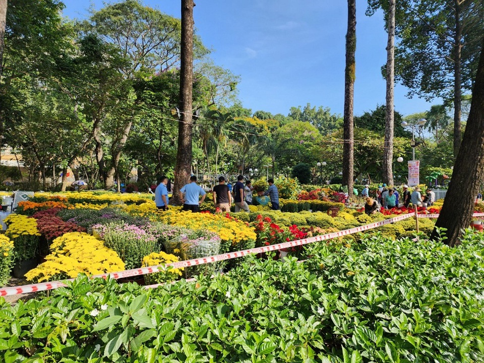 TP Hồ Chí Minh: Chợ hoa tràn ngập sắc màu nhưng vắng khách mua - Ảnh 1