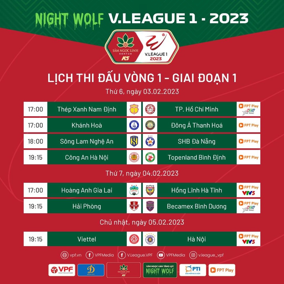 Lịch thi đấu chi tiết vòng 1 V-League 2023 - Ảnh 1