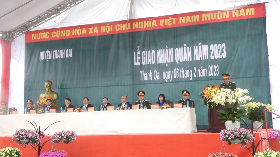 Lễ giao nhận qu&acirc;n huyện Thanh Oai năm 2023 được tổ chức trang trọng, an to&agrave;n.