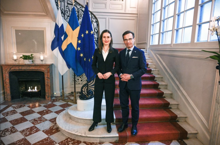 Thủ tướngThụy Điển và Phần Lan tại Stockholm hôm 2/2/2023. Nguồn ảnh Yle