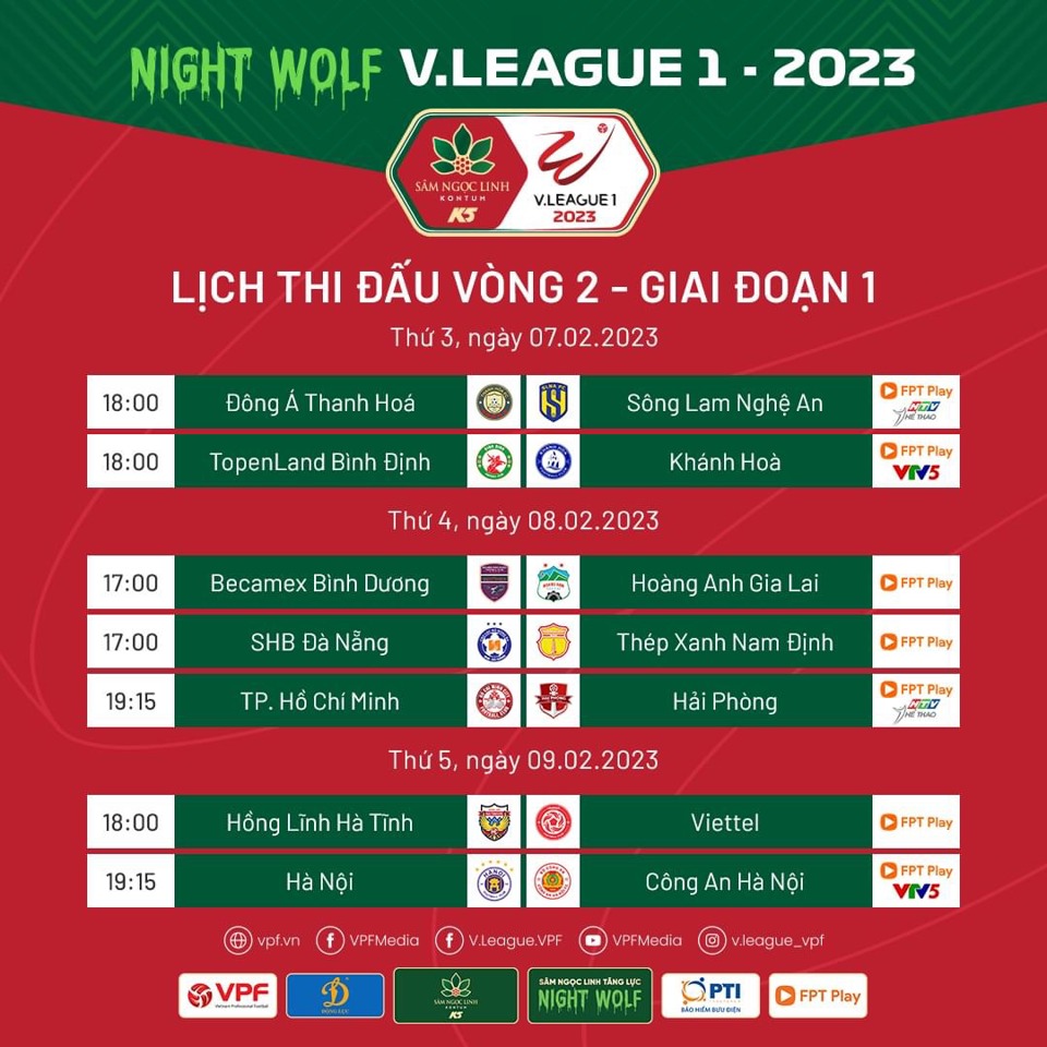 Lịch thi đấu chi tiết vòng 2 V-League 2023 - Ảnh 1