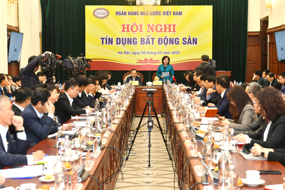 Toàn cảnh hội nghị tín dụng bất động sản. Ảnh: Vietnam+