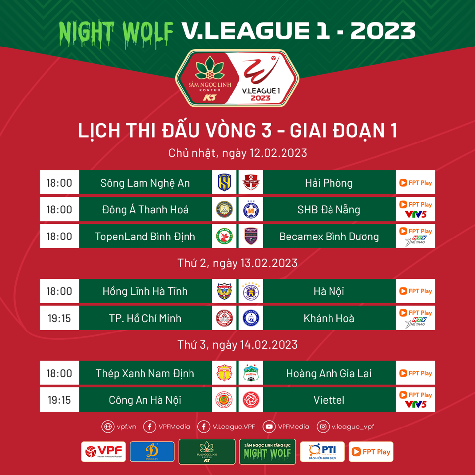 Lịch thi đấu chi tiết vòng 3 V-League 2023 - Ảnh 1