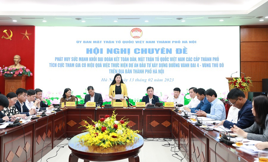 Chủ tịch Ủy ban MTTQ Việt Nam TP H&agrave; Nội Nguyễn Lan Hương kết luận Hội nghị