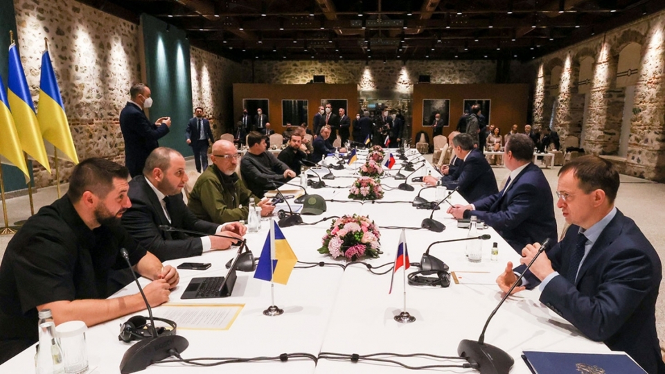 Đàm phán giữa Nga và Ukraine diễn ra tại Istanbul, Thổ Nhĩ Kỳ ngày 29/3/2022. Ảnh: TASS