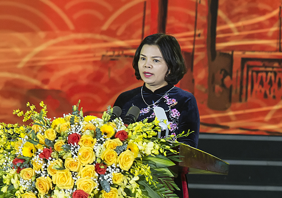 Chủ tịch UBND tỉnh Bắc Ninh Nguyễn Hương Giang ph&aacute;t biểu khai mạc.
