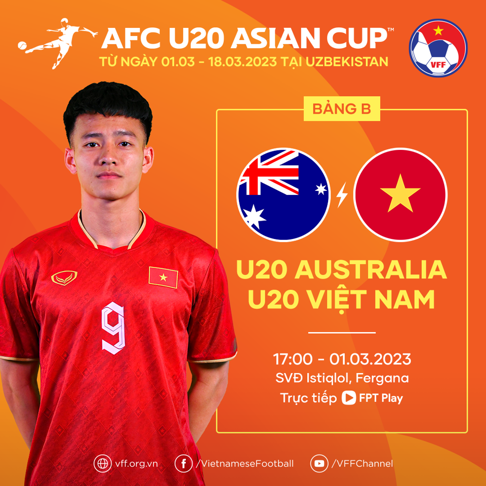 U20 Việt Nam&nbsp;phải đối đầu với đội b&oacute;ng mạnh l&agrave; U20 Australia.