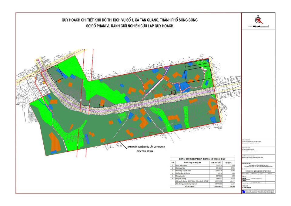 Sơ đồ phạm vi, danh giới nghi&ecirc;n cứu lập quy hoạch chi tiết Khu đ&ocirc; thị dịch vụ số 1, x&atilde; T&acirc;n Quang