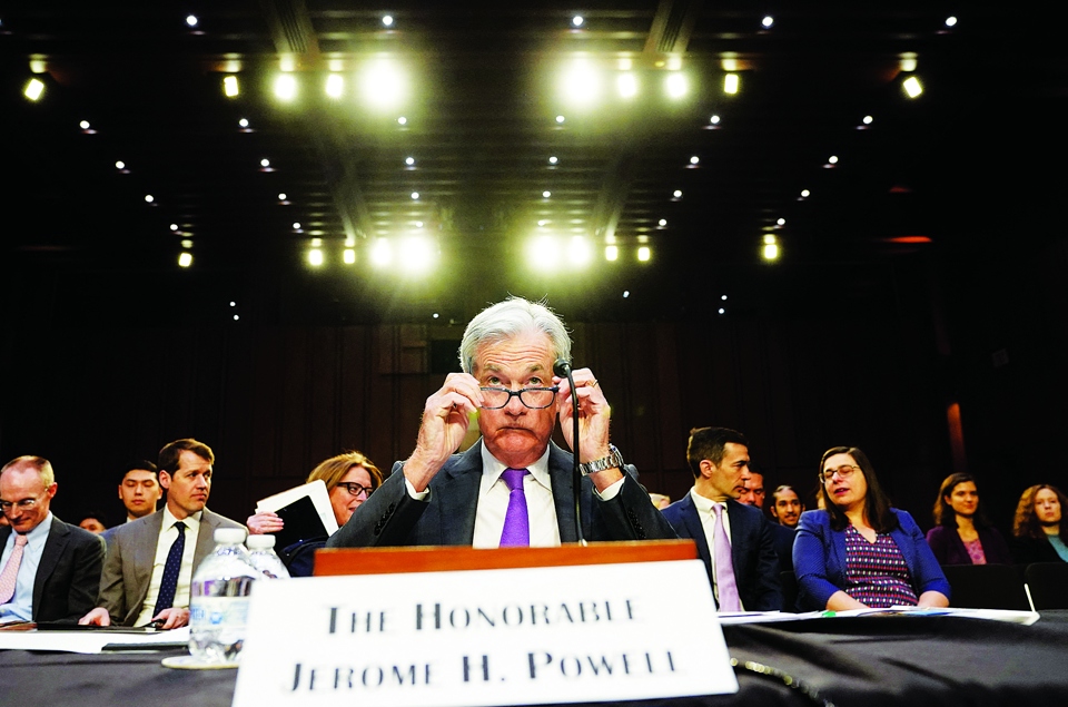 Chủ tịch Cục Dự trữ Li&ecirc;n bang Mỹ Jerome Powell trong phi&ecirc;n điều trần tại Thượng viện Mỹ, ng&agrave;y 7/3. Ảnh: Reuters