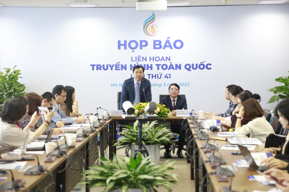 Họp b&aacute;o Li&ecirc;n hoan phim truyền h&igrave;nh to&agrave;n quốc diễn ra s&aacute;ng 10/3 tại Đ&agrave;i truyền h&igrave;nh Việt Nam