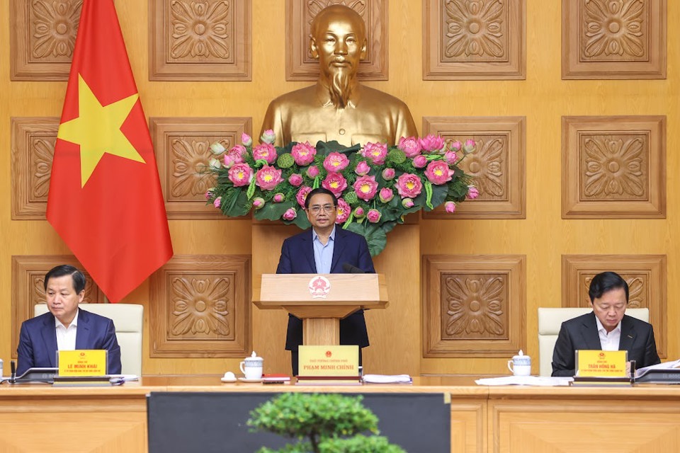 Thủ tướng Phạm Minh Chính phát biểu tại cuộc họp. Ảnh: Trần Hải