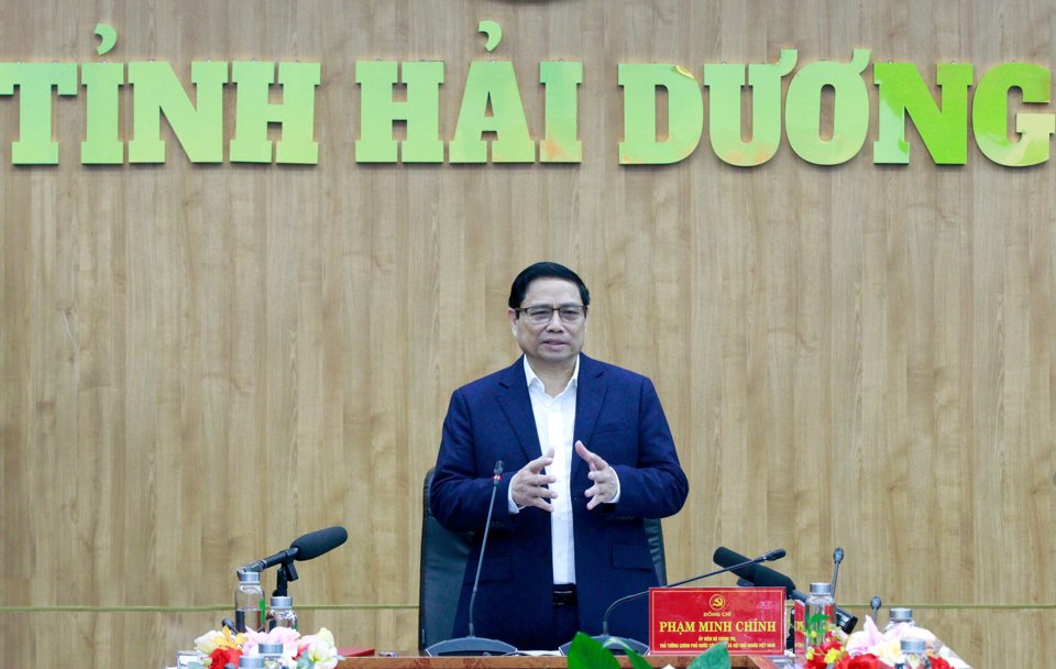Thủ tướng Phạm Minh Ch&iacute;nh ph&aacute;t biểu khai mạc hội nghị.