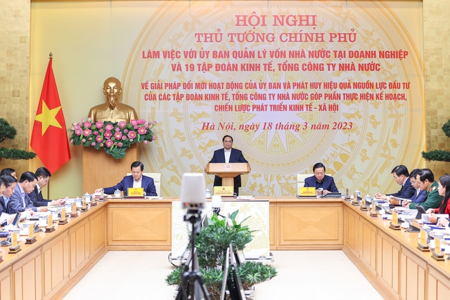 Thủ tướng Phạm Minh Ch&iacute;nh chủ tr&igrave; hội nghị. Ảnh: VGP