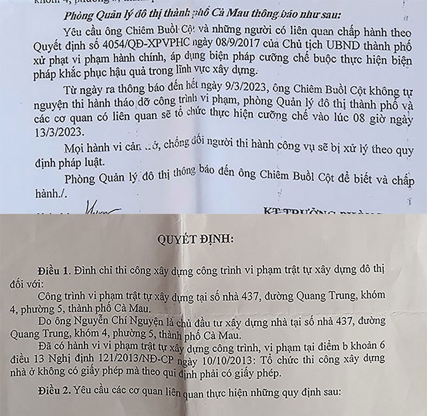 Cà Mau: Thi hành cưỡng chế, “dỡ nhầm” luôn nhà hàng xóm - Ảnh 1