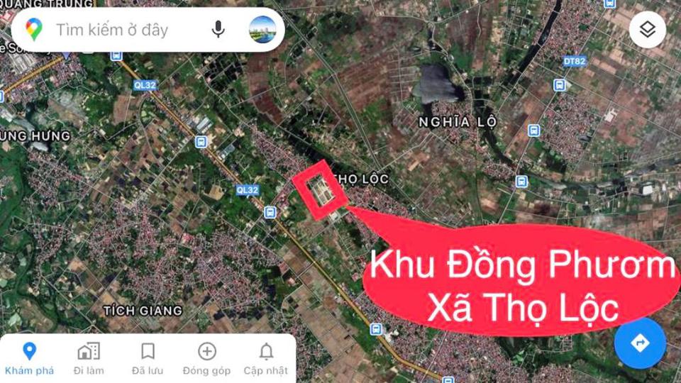 Khu đất đấu gi&aacute; Đồng Phươm (x&atilde; Thọ Lộc, huyện Ph&uacute;c Thọ) nằm gần Quốc lộ 32.