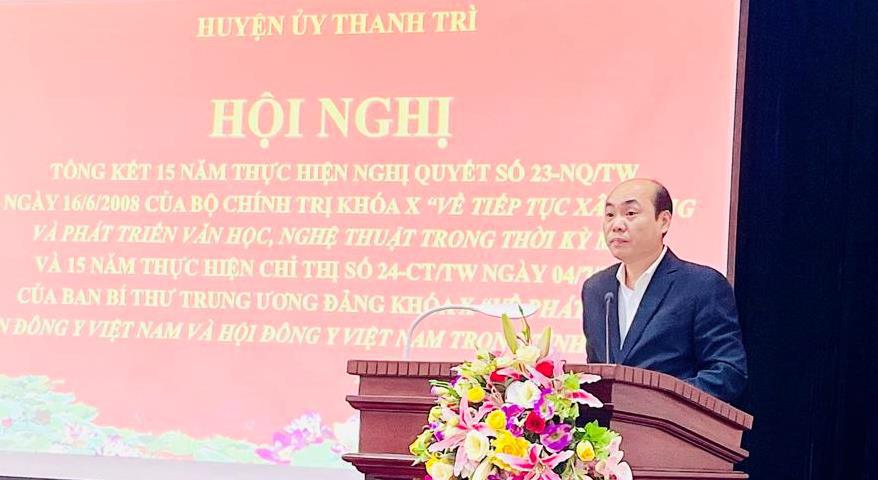 Ph&oacute; B&iacute; thư Thường trực Huyện ủy Thanh Tr&igrave; Nguyễn Việt Phương ph&aacute;t biểu chỉ đạo tại hội nghị