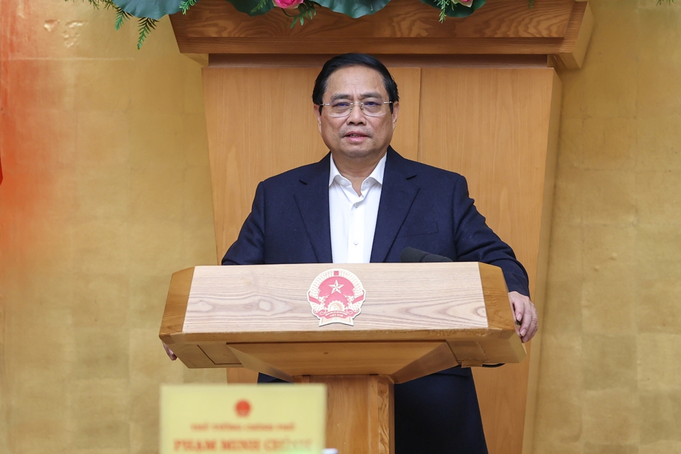 Thủ tướng Phạm Minh Chính chủ trì phiên họp Chính phủ chuyên đề về xây dựng pháp luật tháng 3/2023. Ảnh: Nhật Bắc