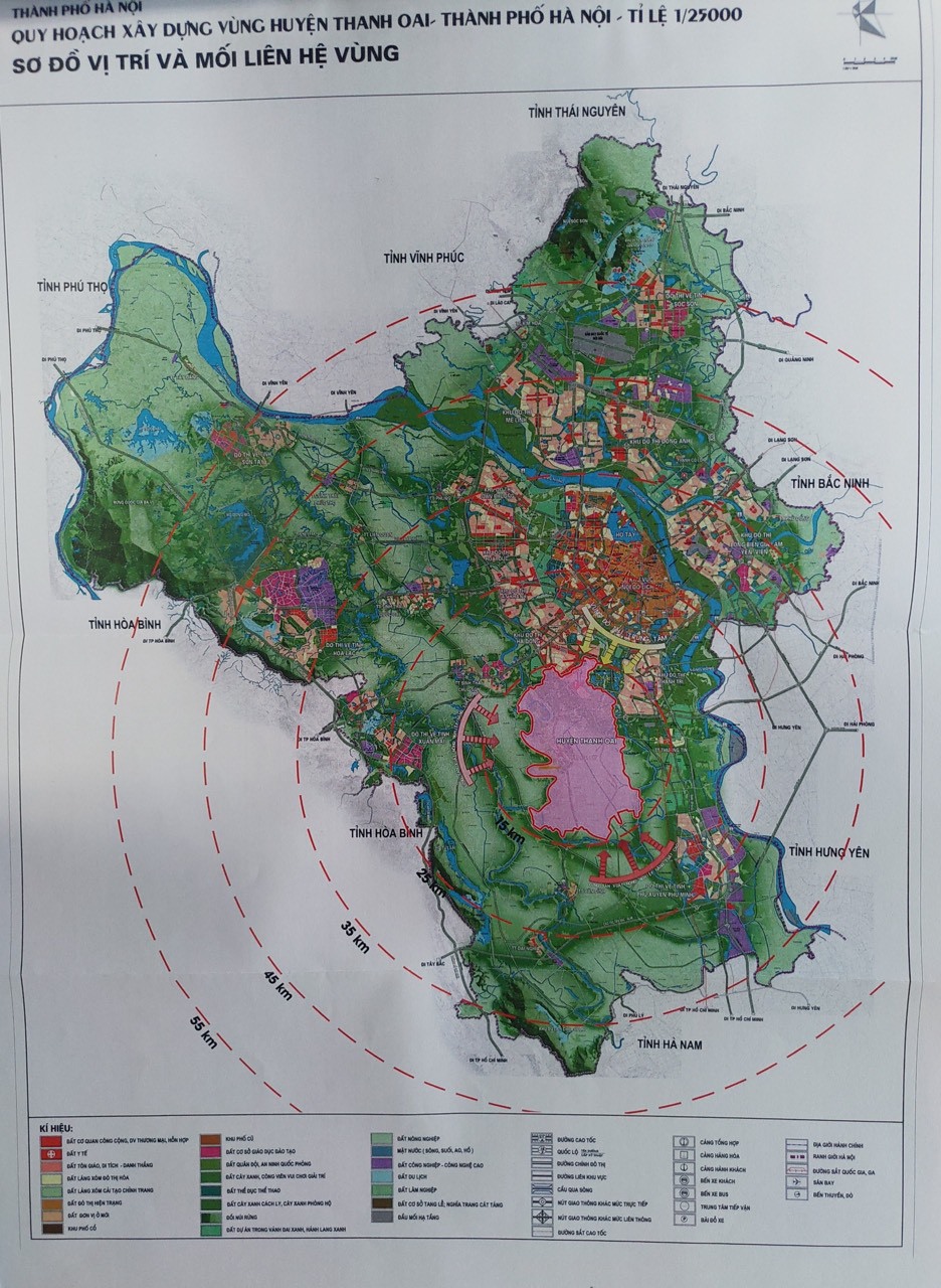 Sơ đồ vị trí và mối quan hệ vùng, Quy hoạch xây dựng vùng huyện Thanh Oai tỷ lệ 1-25.000