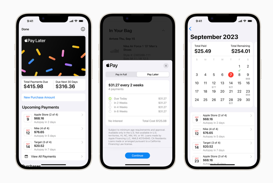 Apple Pay Later - dịch vụ cho vay tiền mới ra mắt của Apple.