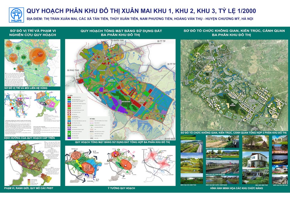 Quy hoạch&nbsp; 3ph&acirc;n khu đ&ocirc; thị Xu&acirc;n Mai tỷ lệ 1/2.000.