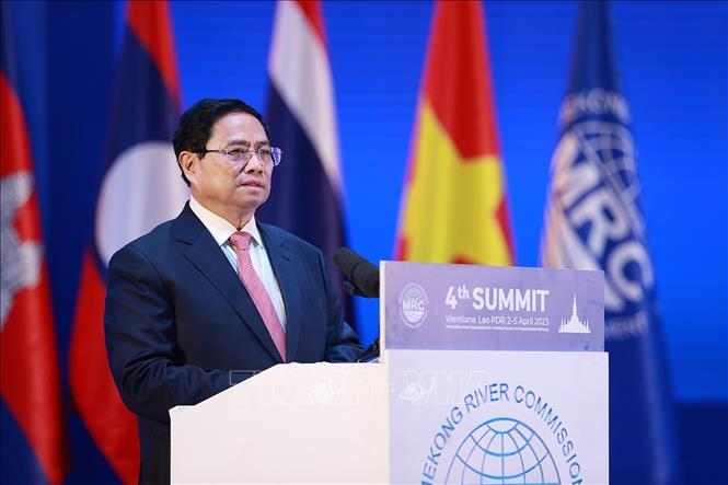 Thủ tướng Phạm Minh Ch&iacute;nh tham dự Phi&ecirc;n to&agrave;n thể Hội nghị cấp cao Ủy hội s&ocirc;ng Mekong quốc tế lần thứ tư. Ảnh: TTXVN