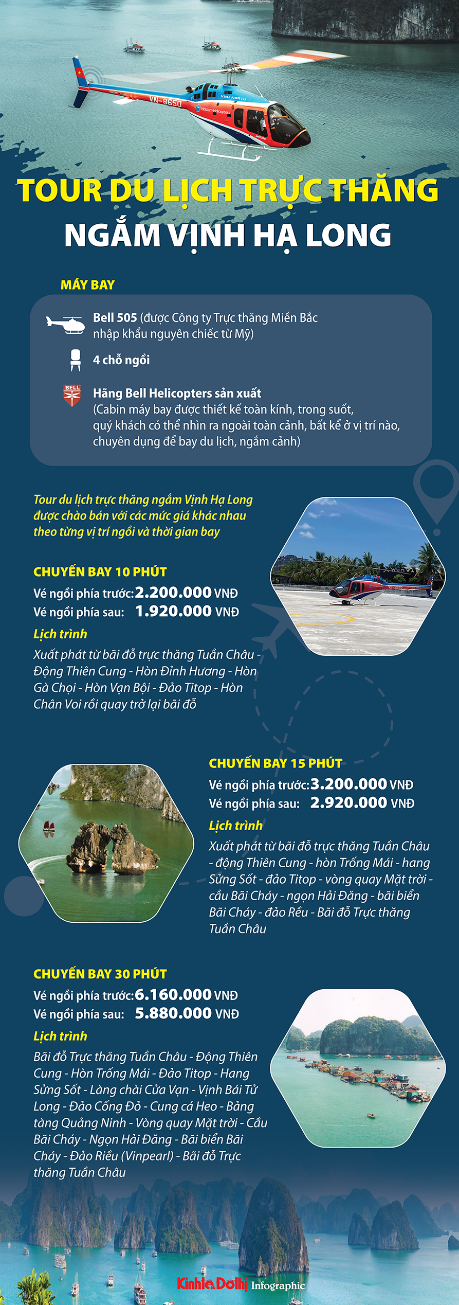 "Choáng" giá tour du lịch trực thăng ngắm Vịnh Hạ Long - Ảnh 1