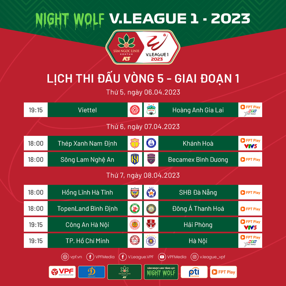 Lịch thi đấu chi tiết vòng 5 V-League 2023 - Ảnh 1