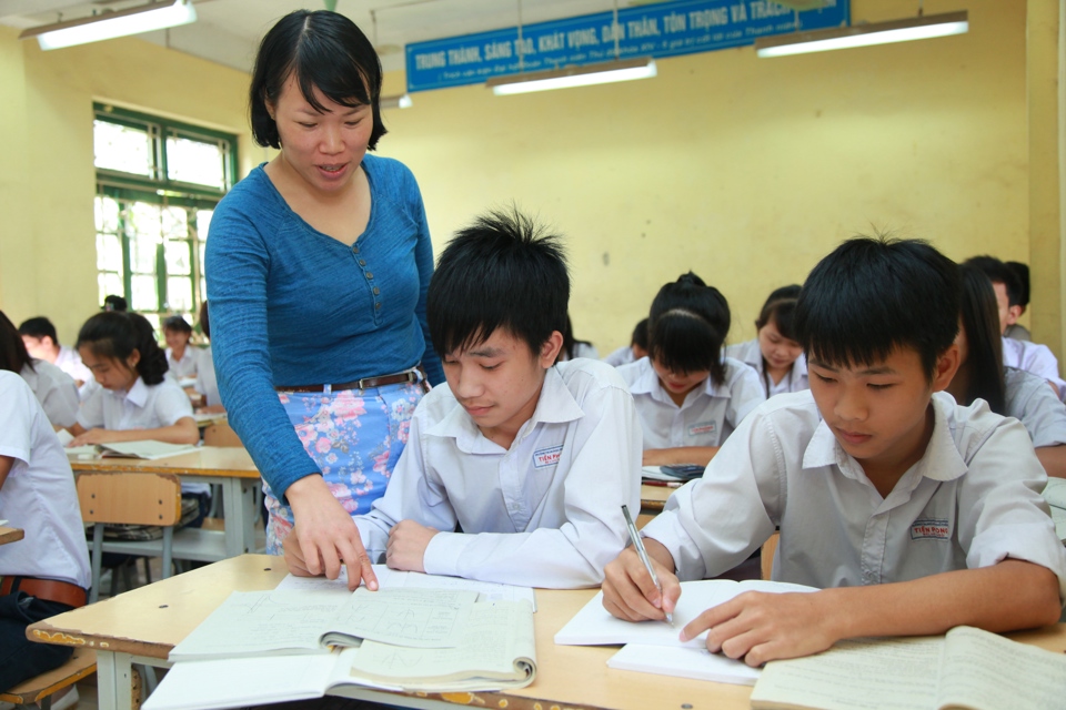 Giờ ôn tập của học sinh khối 12 trường THPT Tiền Phong, huyện Mê Linh. Ảnh: Phạm Hùng