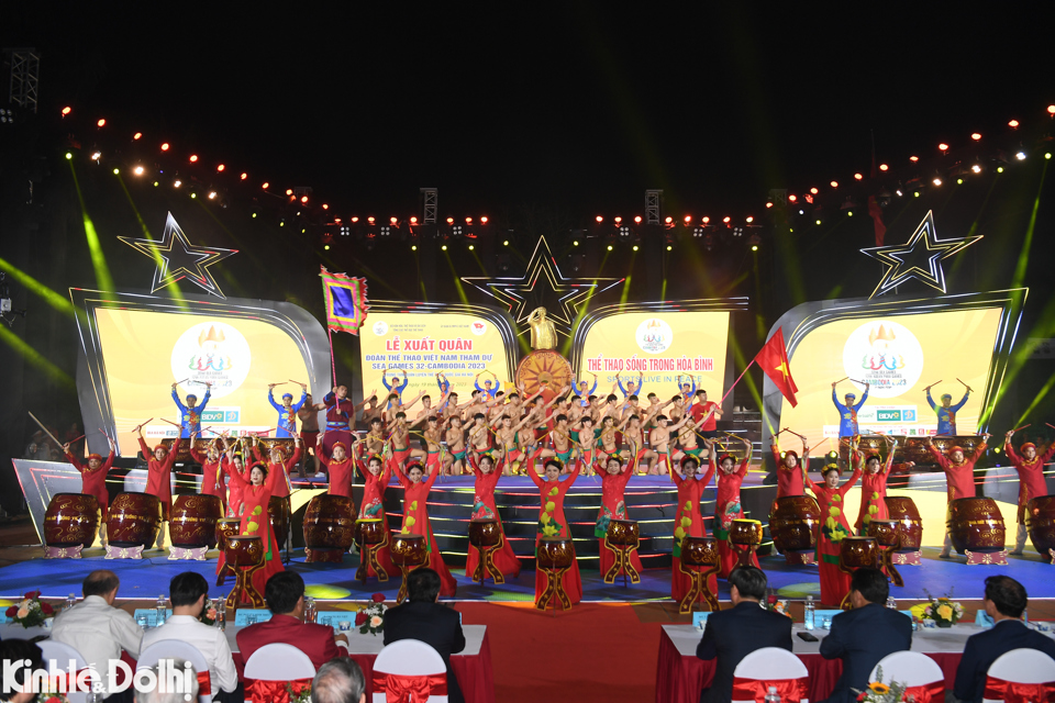 Lễ xuất qu&acirc;n cho Đo&agrave;n Thể thao Việt Nam tham dự SEA Games 32 được tổ chức tại Trung t&acirc;m Huấn luyện thể thao quốc gia H&agrave; Nội.