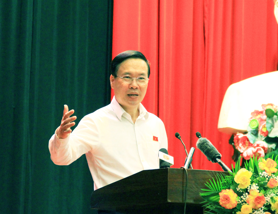 Chủ tịch nước V&otilde; Văn Thưởng ph&aacute;t biểu tại hội nghị. Ảnh: Quang Hải